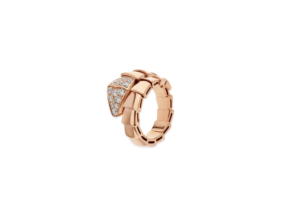 BVLGARI Serpenti Viper Ring Pave Diamond "Pink Gold"