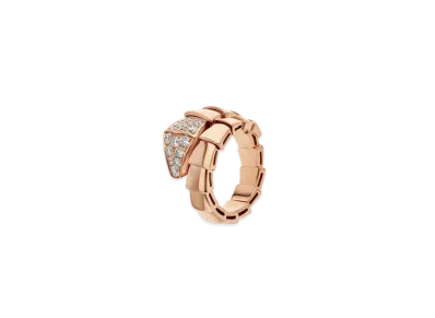 BVLGARI Serpenti Viper Ring Pave Diamond "Pink Gold"