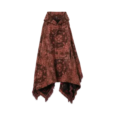 Yohji Yamamoto Y's BANDANA BLURRY PRINT JACQUARD ASYMME CAPE PONCHO "Red"