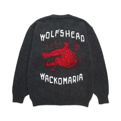 WACKO MARIA x Wolf's Head Knit Cardigan "Charcoal"