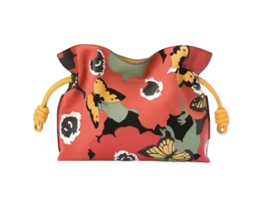 LOEWE Pansies Flamenco Clutch In Nappa Calfskin and Suede "Multicolor/Yellow Mango"