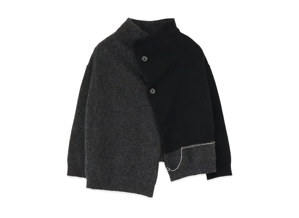 Yohji Yamamoto Y's PLAIN STICH HAND STITCH OFF NECK CARDIGAN "Charcoal"