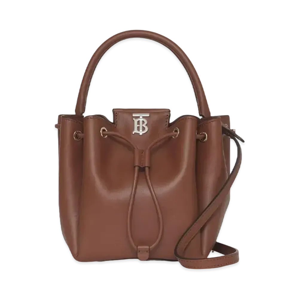 Burberry Monogram Motif Leather Bucket Bag "Tan"