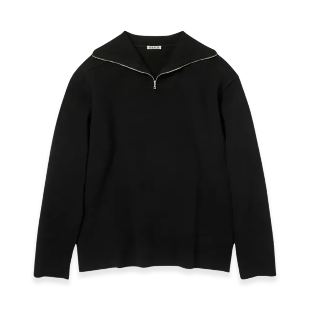 AURALEE Heavy Milano Rib Knit Zip "Black"