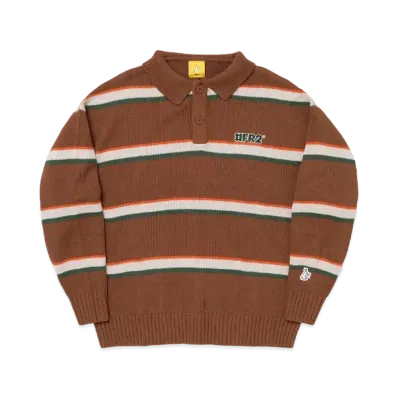 FR2 Multi Stripe Knit Longsleeve Polo shirt "Brown"