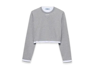 PRADA Long-Sleeve Cotton Jersey Tee "Gray"