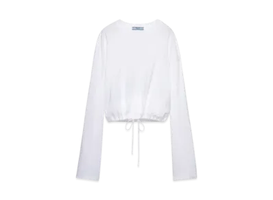 PRADA Women's Long-Sleeved Jersey T-Shirt "White"