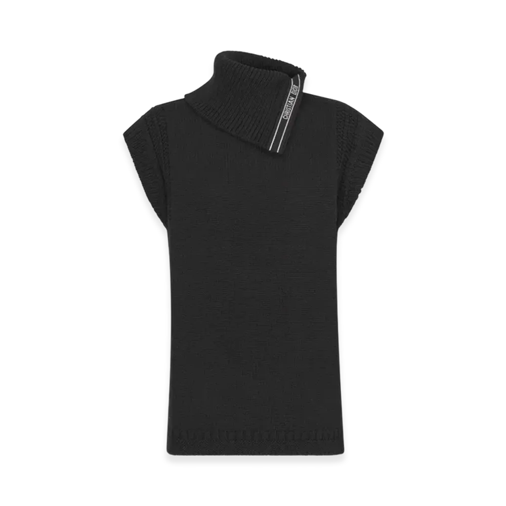 Dior Women's Stand Collar Sleeveless Sweater Wool Blend "Black"