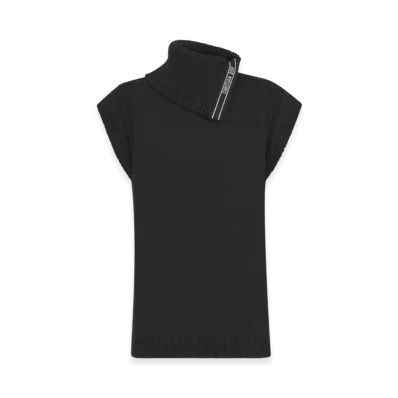 Dior Women's Stand Collar Sleeveless Sweater Wool Blend "Black"