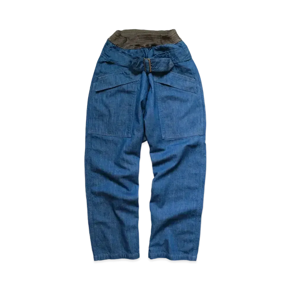 KAPITAL 11.5OZ DENIM AVIATOR SUITCUT PANTS "Indigo"