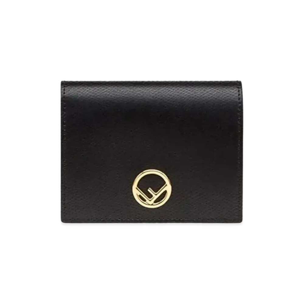 FENDI Two-Fold Wallet Leather Compact Wallet "Black"