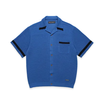 WACKO MARIA Knit Open Collar Shirt "Blue"