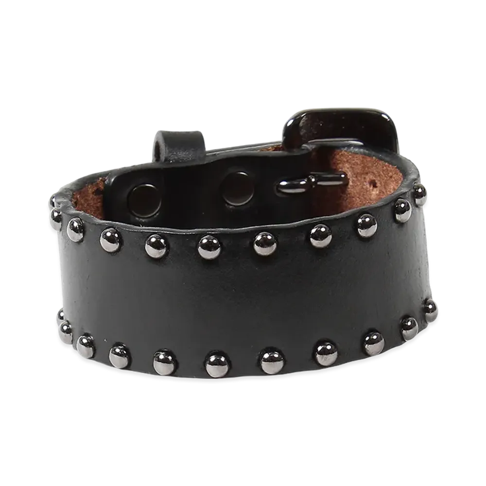 WACKO MARIA x Wolf's Head Studs Leather Wrist Band (L) "Black"
