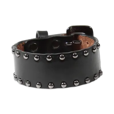 WACKO MARIA x Wolf's Head Studs Leather Wrist Band (L) "Black"