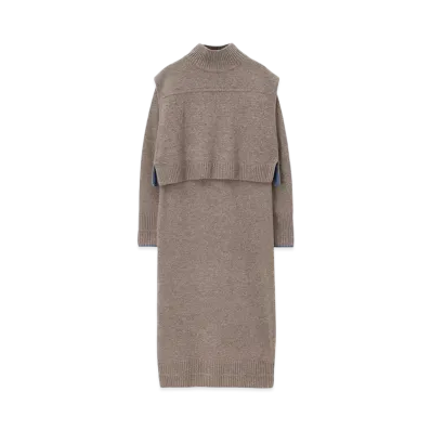 Paul Smith Womens Layered Knit Dress "SadnBrown"