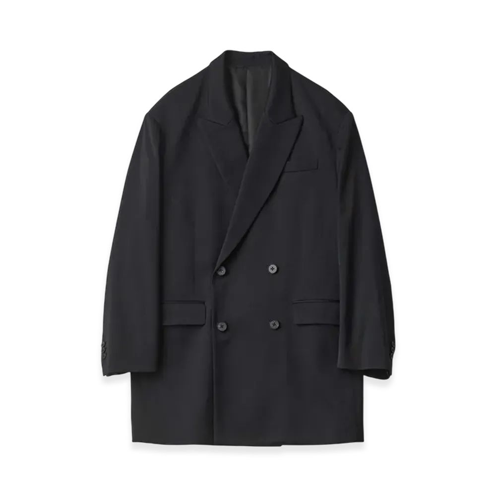 ssstein W/SI Satin Peak Lapel Short Coat "Black"