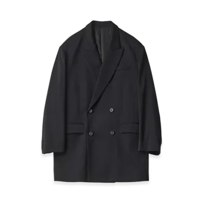 ssstein W/SI Satin Peak Lapel Short Coat "Black"