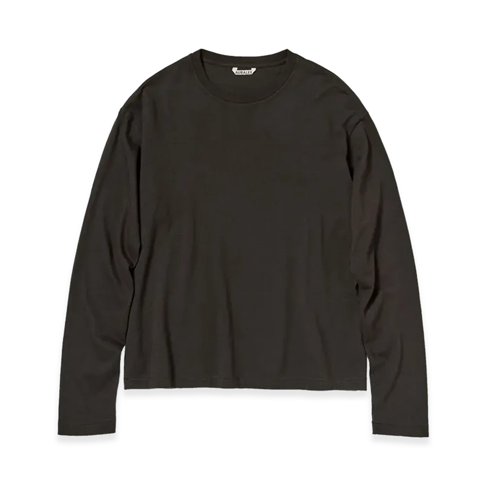 AURALEE Brushed Organic Cotton Jersey L/S Tee "Ink Black"