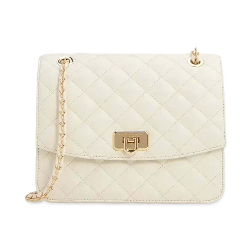 CHARLES & KEITH Cressida Quilted Chain Strap Bag "Cream"