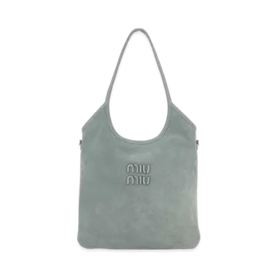 MIU MIU Women's Suede Shopping Bag "Green/Powder Blue"