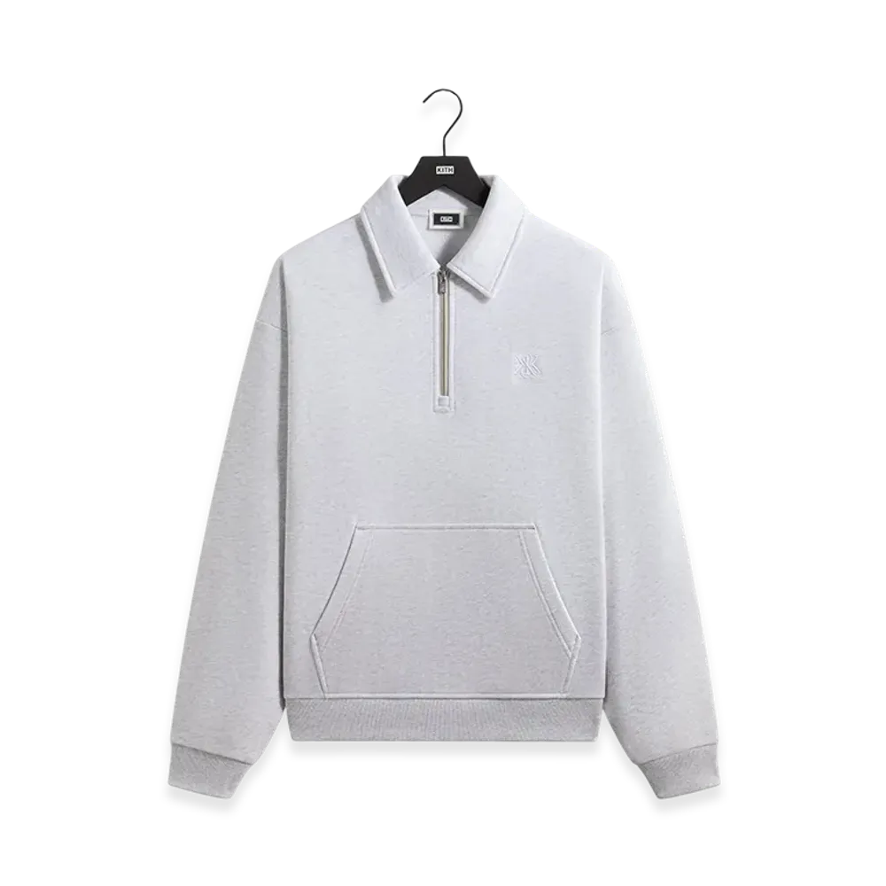 Kith Quarter Zip Popover Sweatshirt "Light Heather Grey"