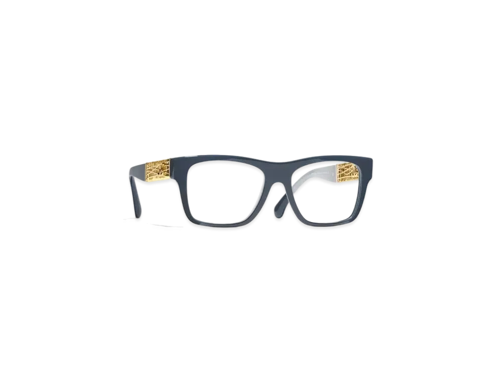 CHANEL Square Eyeglasses Acetate & Metal "Blue/Gray"
