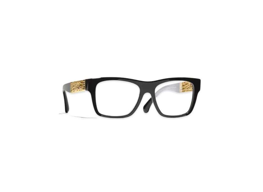 CHANEL Square Eyeglasses Acetate & Metal "Black"