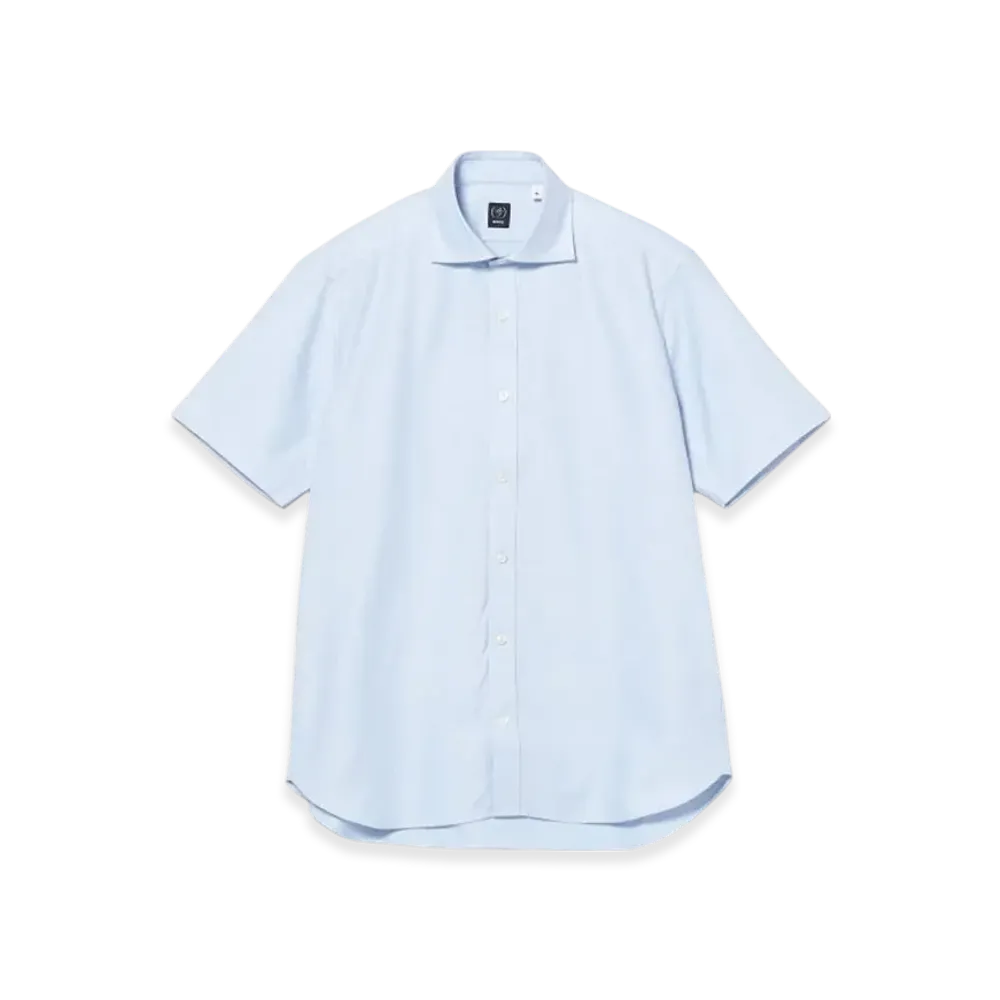 BEAMS Coolmax Karami Short Sleeve Cutaway Collar Shirt "Blue"