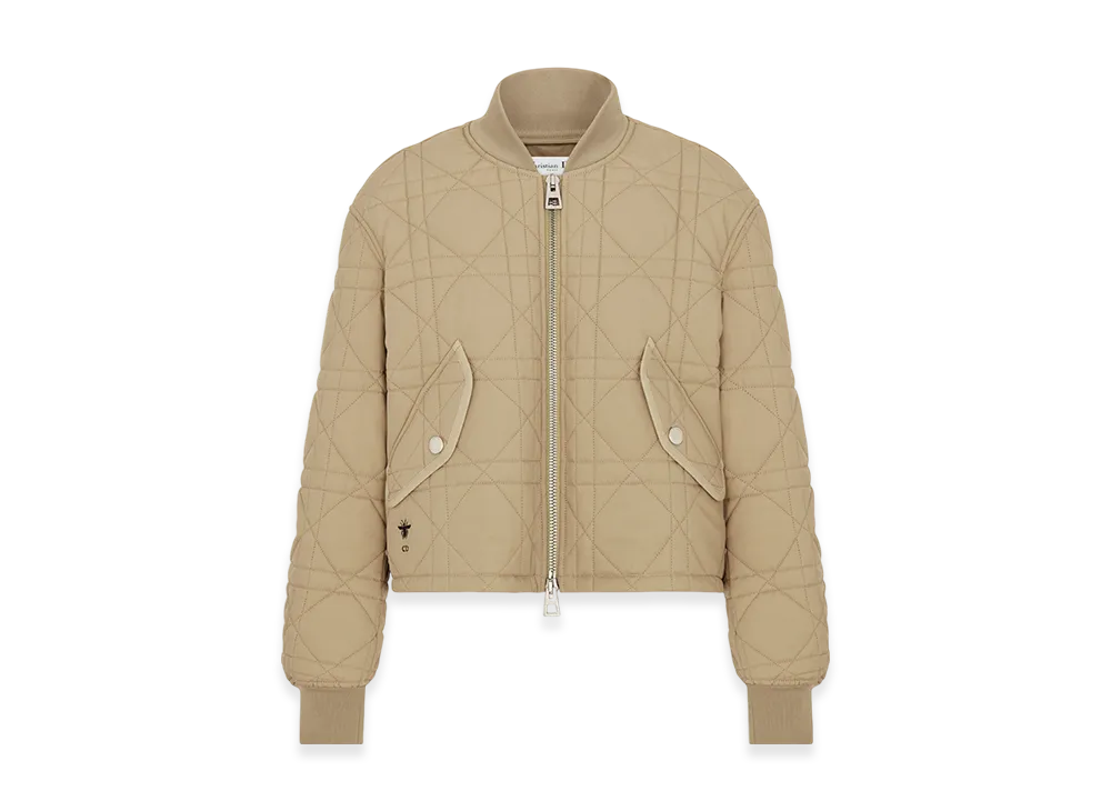 Dior Women's Macrocannage Bomber Jacket Quilted Technical Taffeta "Beige"