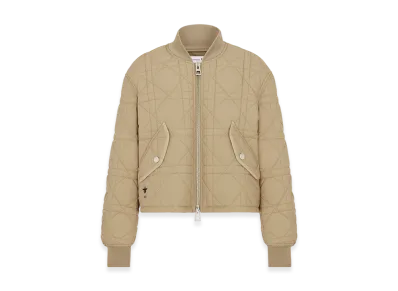 Dior Women's Macrocannage Bomber Jacket Quilted Technical Taffeta "Beige"