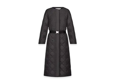Dior Women's Macrocannage Coat Quilted Technical Taffeta "Black"