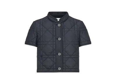 Dior Women's Macrocannage Short Sleeved Jacket Quilted Technical Taffeta "Navy Blue"