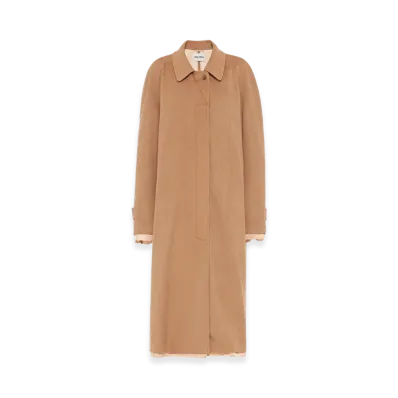 MIU MIU Women's Single Breasted Velour Camelhair Coat "Camel Brown"