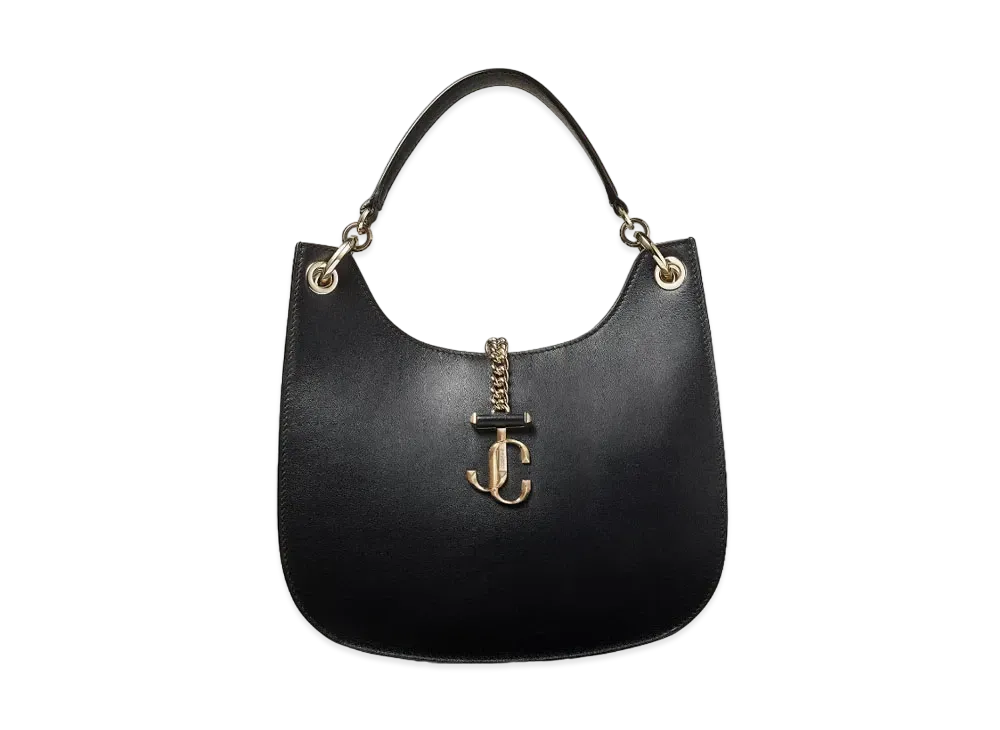 Jimmy Choo Varenne Hobo/M Calf Leather Hobo Handbag "Black Gold"
