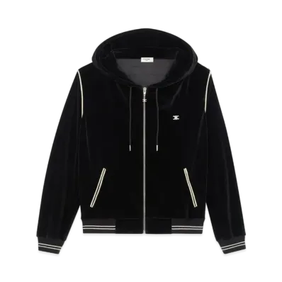CELINE Triomphe Hooded Sweatshirt / Velvet Jersey "Black"