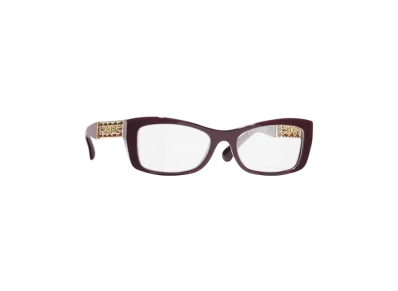 CHANEL Rectangle Shape Optical Acetate & Chain "Burgundy"