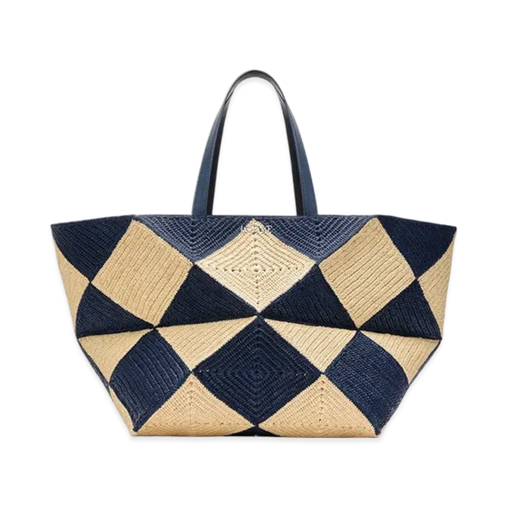 LOEWE Puzzle Fold Tote XXL "Natural/Navy"