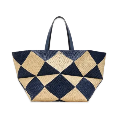 LOEWE Puzzle Fold Tote XXL "Natural/Navy"