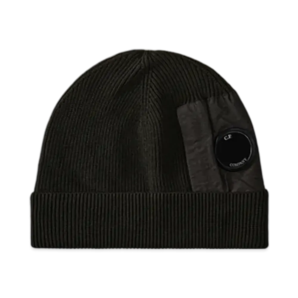 C.P. Company Extrafine Merino Wool Lens Beanie "Black"
