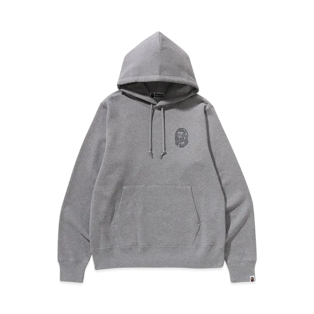 A BATHING APE Crystal Stone Ape Head Pullover Hoodie "Gray"