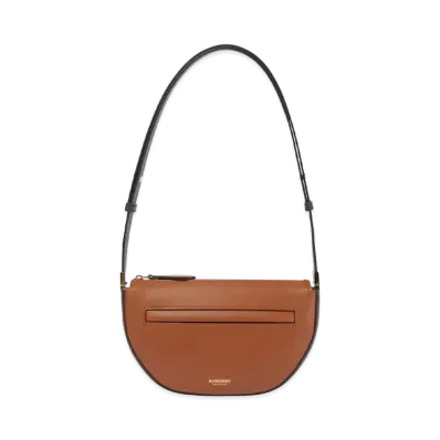 Burberry Mini Leather Zip Olympia Bag "Warm Tan"