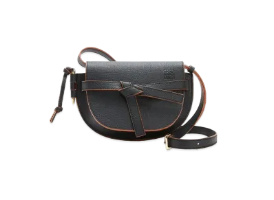 LOEWE Mini Gate Dual Bag In Pebble Grain Calfskin "Black"