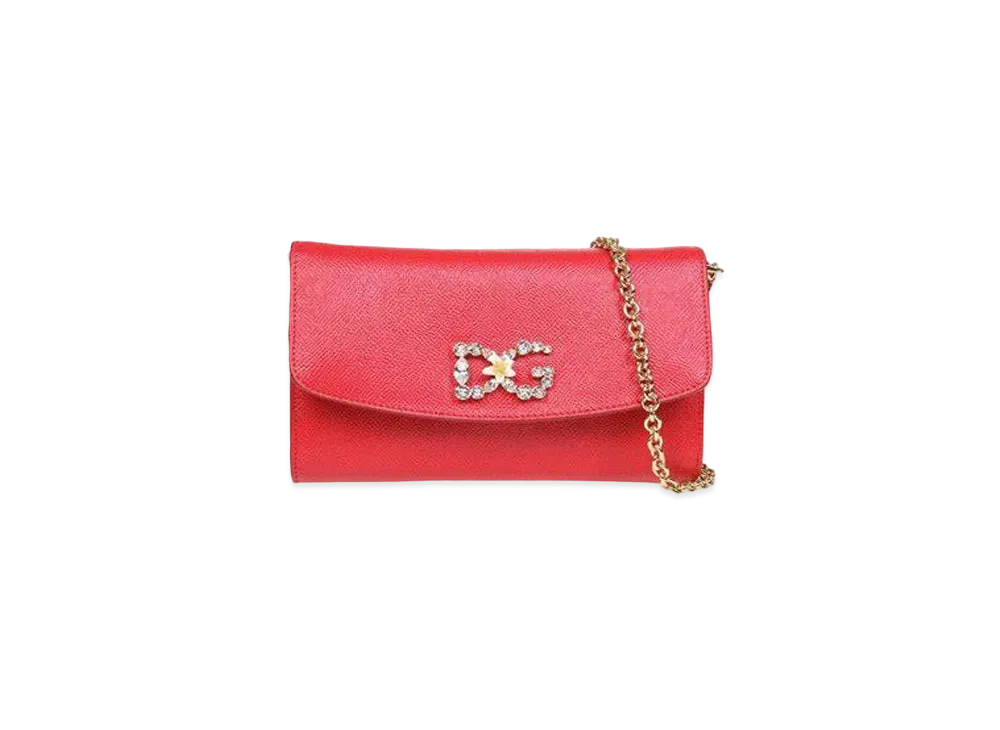 Dolce&Gabbana Mini Bag Dauphine Calfskin DG Rhinestone "Red"