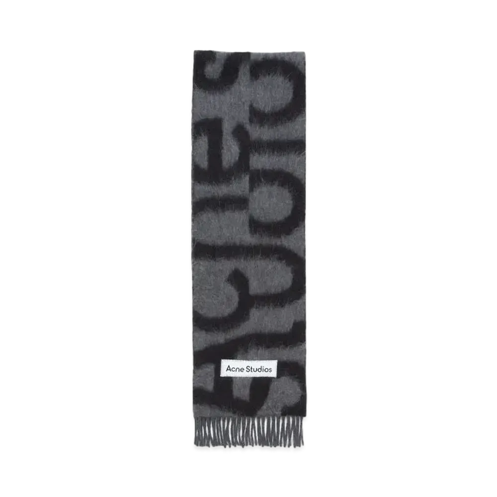 Acne Studios Scarf Wool Alpaca Logo "Black/Grey"