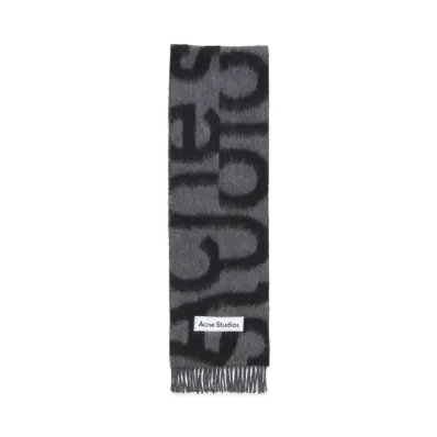 Acne Studios Scarf Wool Alpaca Logo "Black/Grey"