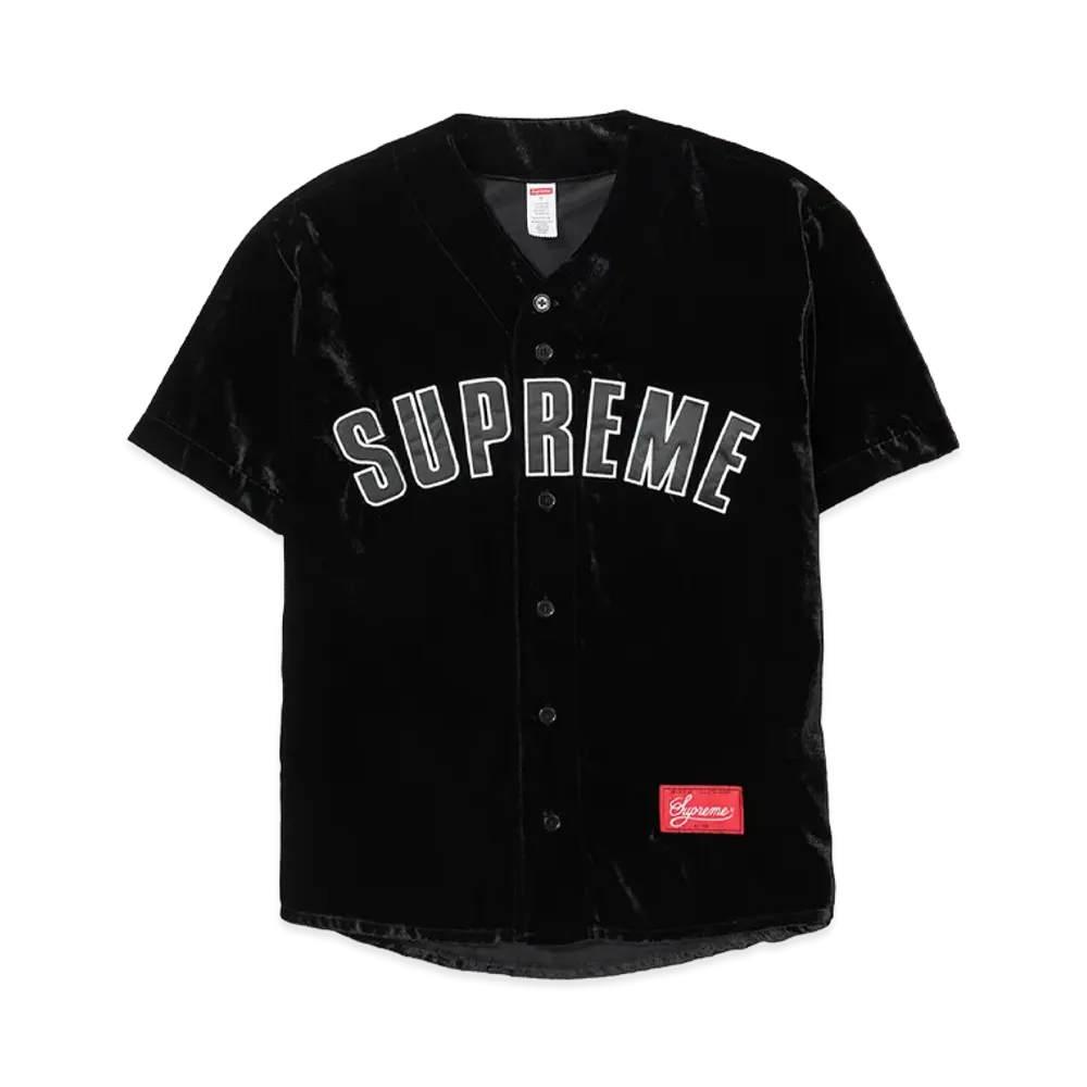 Supreme Velvet Baseball Jersey "Black"
