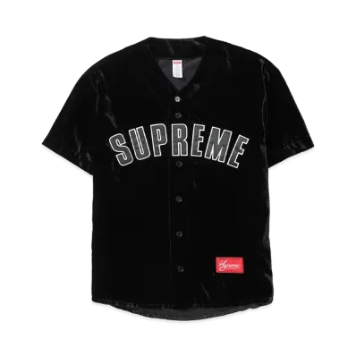 Supreme Velvet Baseball Jersey "Black"