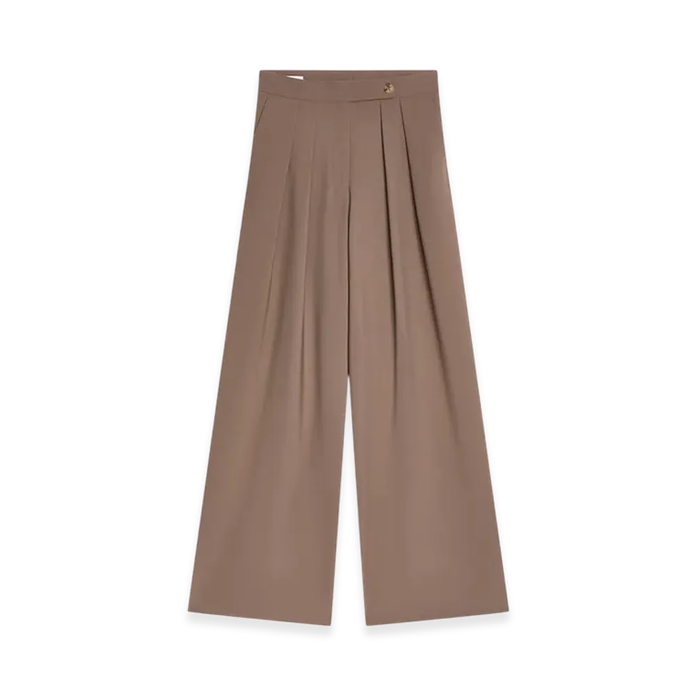 DRIES VAN NOTEN Women's Wide Pleated Pants "Taupe"