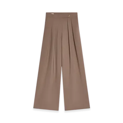 DRIES VAN NOTEN Women's Wide Pleated Pants "Taupe"