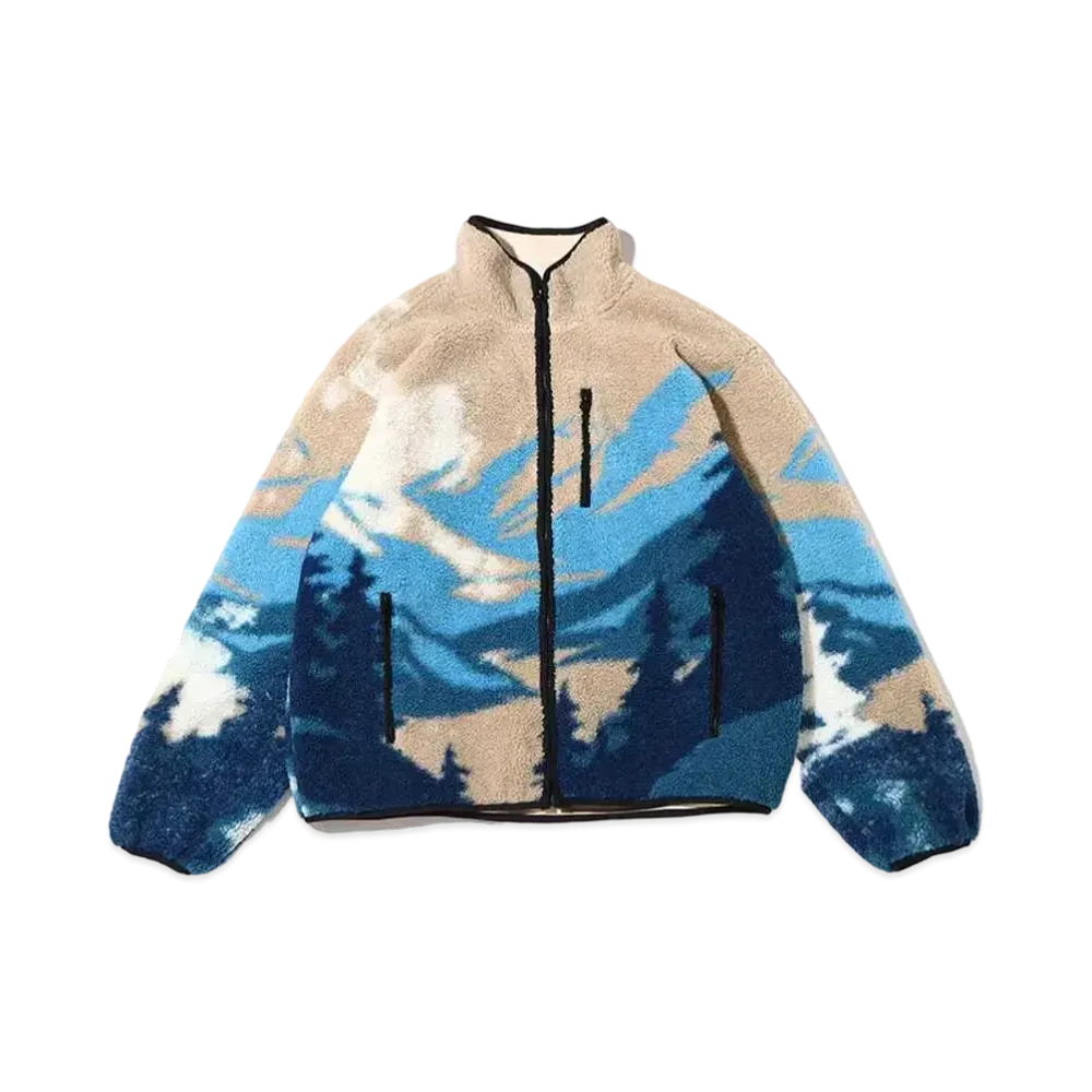 atmos Mountain Graphic Zip Up Fleece "Navy"